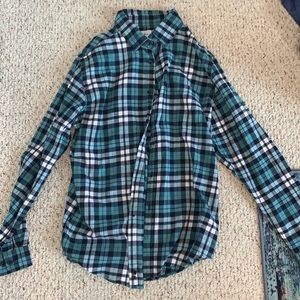 Navy and Green Goodfellow Flannel Shirt Size Large